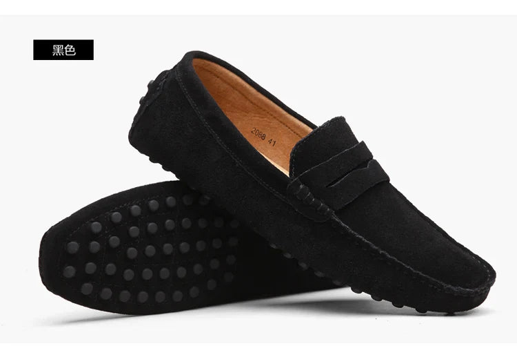Men's Casual Fashion Genuine Leather Loafers Moccasins Slip-On Driving Shoes 38-50 Size Range Male Flats Comfort Footwear