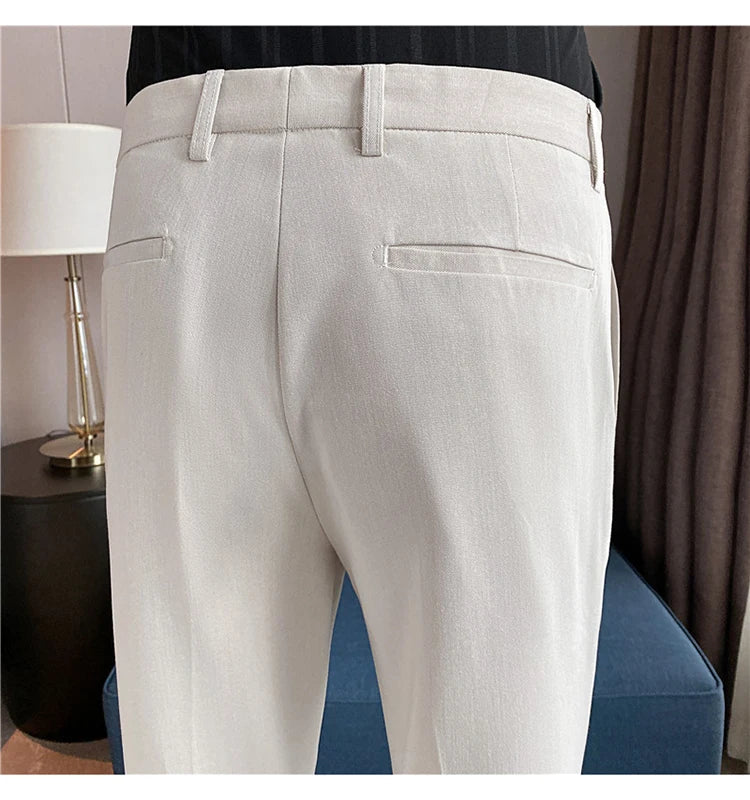 Men Solid Boutique Suits Pants Male Formal Wear Wedding Dress Trousers Quality Men British Style Business Casual Suit Pants 36