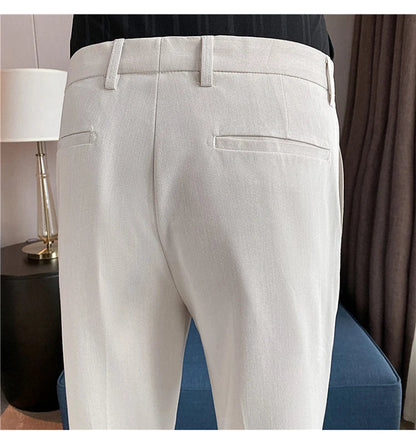 Men Solid Boutique Suits Pants Male Formal Wear Wedding Dress Trousers Quality Men British Style Business Casual Suit Pants 36