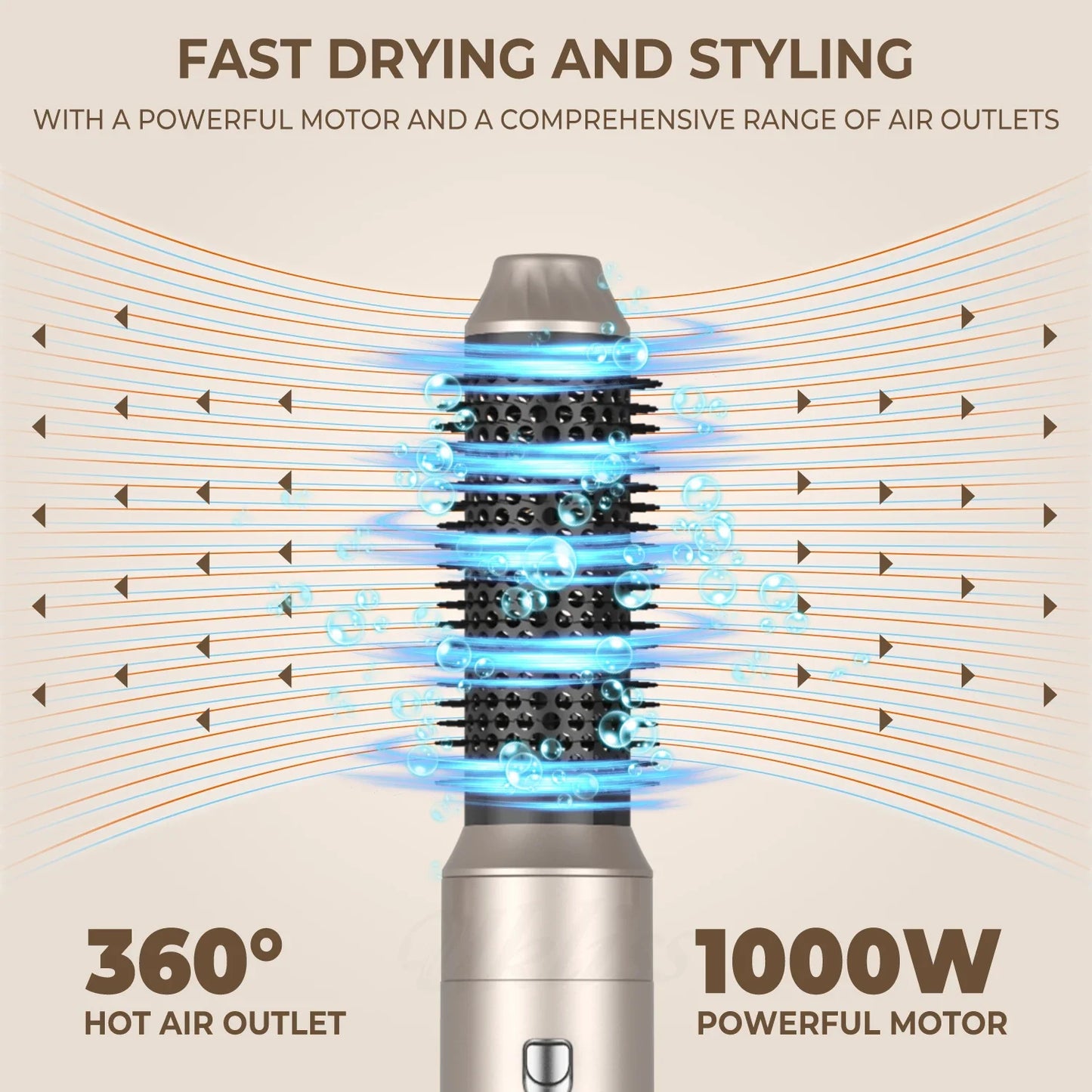 UKLISS Professional Hair Dryer 5 In 1 Hair Styler Hot Air Comb Electric Hair Heating Brush High Speed Blow Dryer Hair Brush