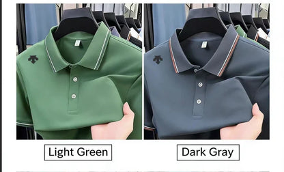 Men's High-End Luxury Brand Logo-Stamped Casual Polo Shirt Summer New Golf Breathable Business Short-Sleeve T-Shirt