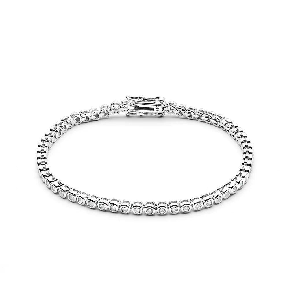 2mm Moissanite Bubble Tennis Bracelet For Women S925 Silver Sparkling Wedding Bracelet Can Pass Diamond Test Fine Jewelry