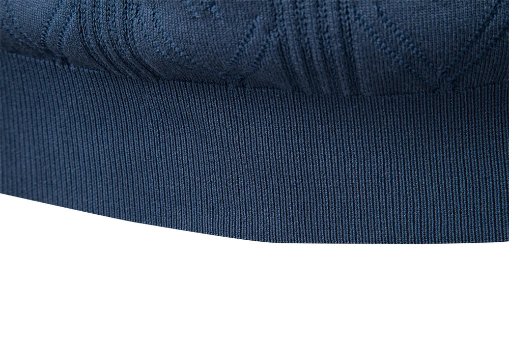 2025 Men's Modern Henley Polo Solid Color Long Sleeve Fashion Forward Cut Luxury Business Social Premium Male Top