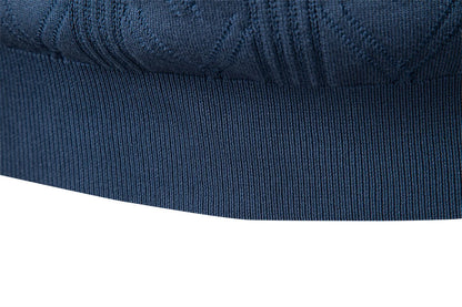 2025 Men's Modern Henley Polo Solid Color Long Sleeve Fashion Forward Cut Luxury Business Social Premium Male Top