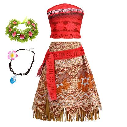 New Movie Moano 2 Girl Dress 2026 Halloween Party Ocean Adventure Costume Princess Clothes Children Vaiana Outfit Dress