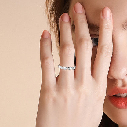 3x5mm Pear Cut Moissanite Eternity Rings for Women Lab Diamond GRA Anniversary Ring s925 Sterling Silver Wedding Band