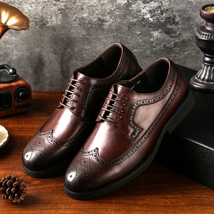 Vintage Brogue Derby Shoes Full Grain Leather Business Party Dress Shoes for Men