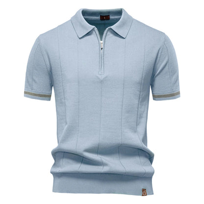 Men's Solid Color Sport Zipper Polo Shirt Athletic Social Polo Shirts for Men Office Slim Fit Polo