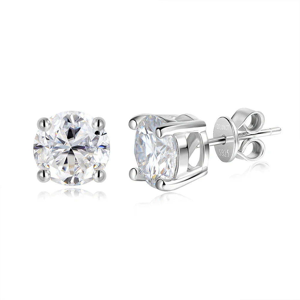 0.5/1/2 CT Real D VVS1 White Black Green Moissanite 100% 925 Sterling Silver Stud Earrings Sparking Fine Jewelry For Women