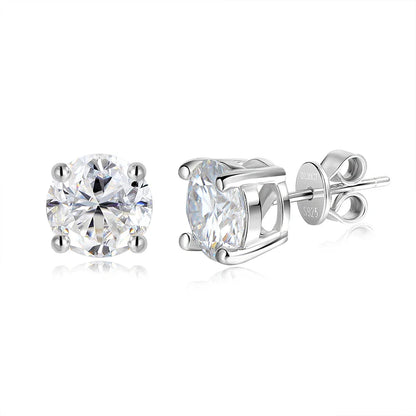 0.5/1/2 CT Real D VVS1 White Black Green Moissanite 100% 925 Sterling Silver Stud Earrings Sparking Fine Jewelry For Women
