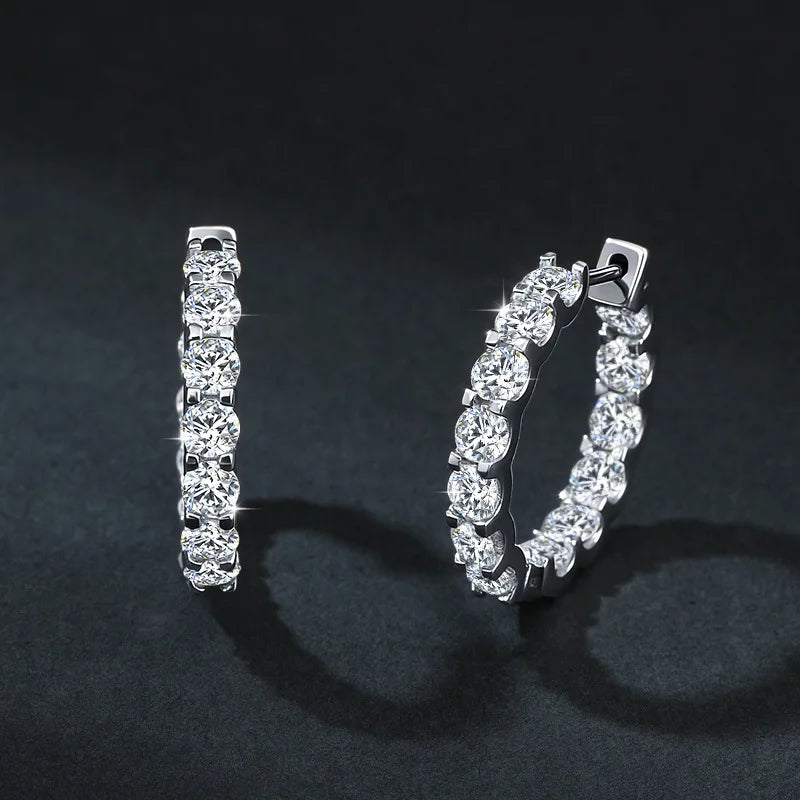 3.0 D Color Moissanite Hoop Earring 925 Sterling Sliver Moissanite Hoop Earring for Women Wedding Party Jewelry