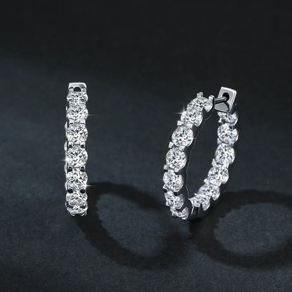 3.0 D Color Moissanite Hoop Earring 925 Sterling Sliver Moissanite Hoop Earring for Women Wedding Party Jewelry
