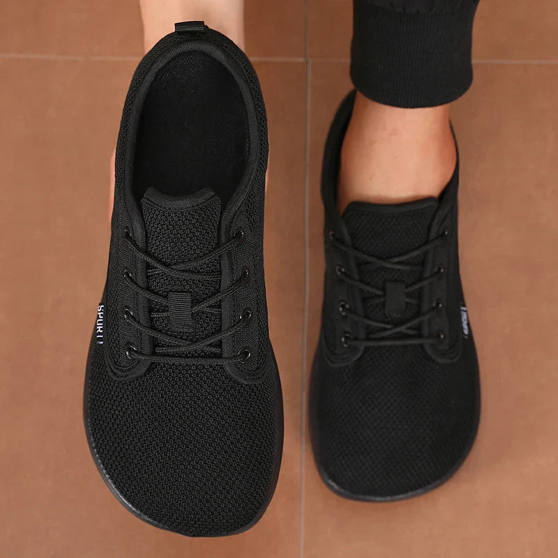 Tênis Esportivo de Malha Exclusivo Flexível de Bico Largo Respirável Minimalista para Caminhada Atividades ao Ar Livre Tênis Masculino Dobrável