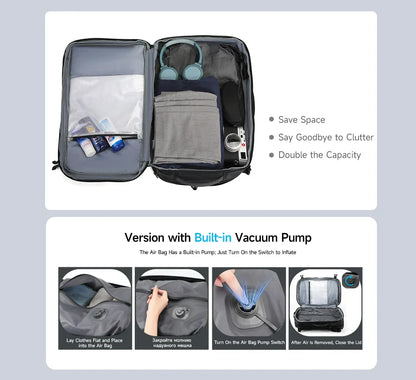 Vacuum Compression Backpacks Men Travel Backpack Expandable USB Bag Large Capacity 17 Laptop Bags For Schoo Cabin Bags