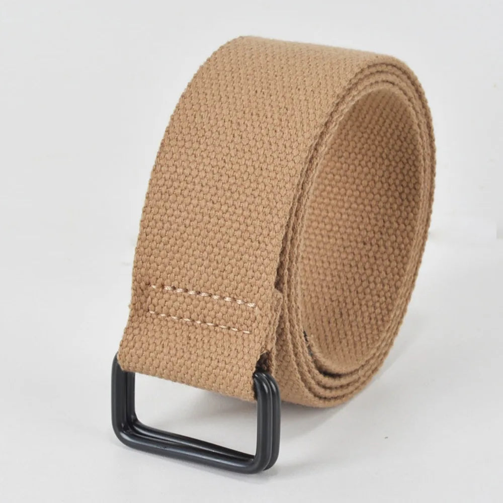 Fashion Free Punch Canvas Belt Cotton Canvas Cloth Fabric Buckle Belt Double Ring Buckle Best Canvas Belts Men's