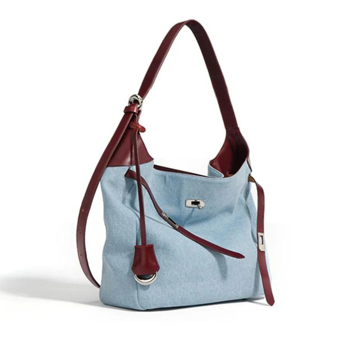 Women Fashion Denim Shoulder Bag Large Capacity Handbag Tote Hobo for Lady