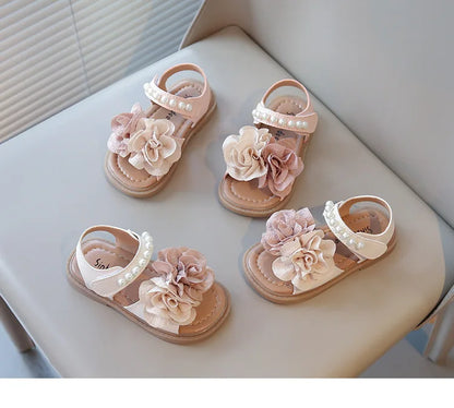 Korean Style Summer Sandals for Girls Flowers in Full Bloom Children's Beach Shoes Flexible Soft-sole Kid's Girl Sandals I060683