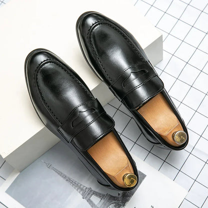 Men's Dress Shoes Trend Casual Business Leather Shoes For Men Classic Slip On Formal Social Wedding Leather Shoes Men Loafers