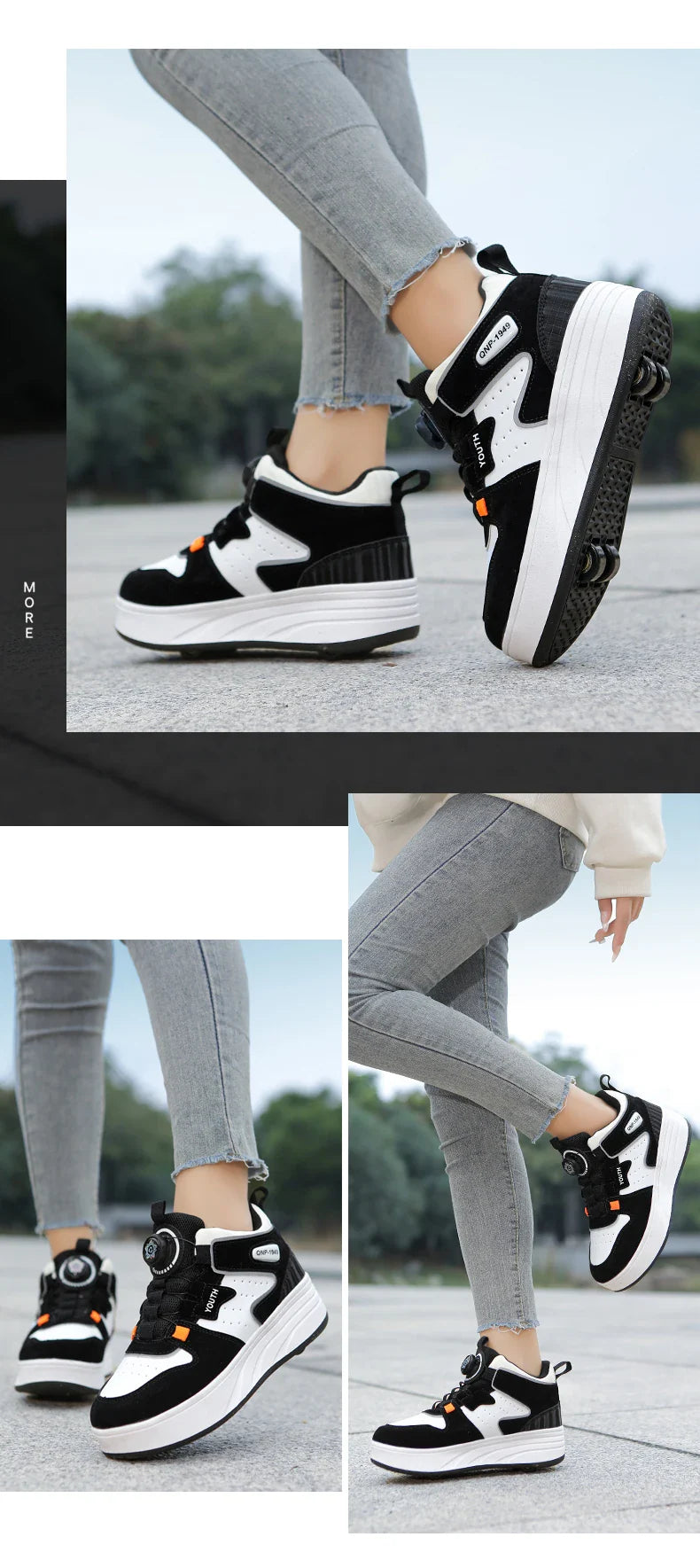 Students children's shoes four wheel light shoes Boys invisible roller shoes large size outdoor sports walking shoes women