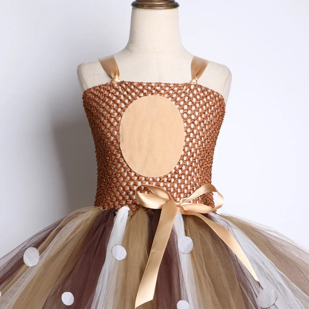 Deer Costume for Girls Christmas Tutu Dress Girls Fancy Elk Reindeer Dress Up Clothes Kids Halloween Birthday Party Costumes