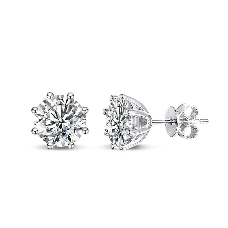 2ct Round Cut D Color Moissanite Earring Studs for Women 100% 925 Sterling Silver Lab Diamond Ear Stud White Gold Plated
