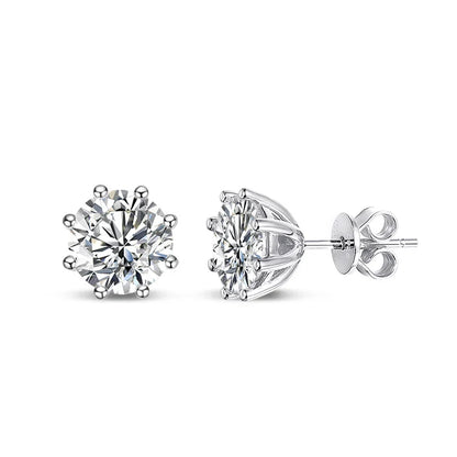 2ct Round Cut D Color Moissanite Earring Studs for Women 100% 925 Sterling Silver Lab Diamond Ear Stud White Gold Plated