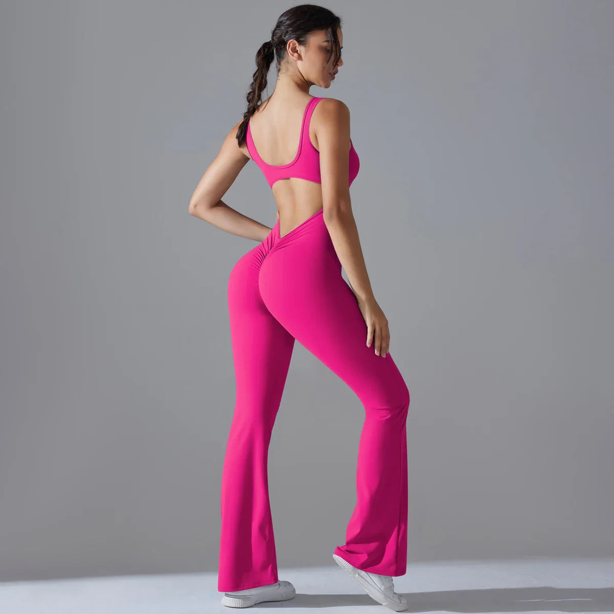 Sexy Back V Jumpsuit Gym Set Women Training Yoga Suit Sportswear Women Sports Jumpsuit Fitness Rompers Stretch Workout Bodysuits