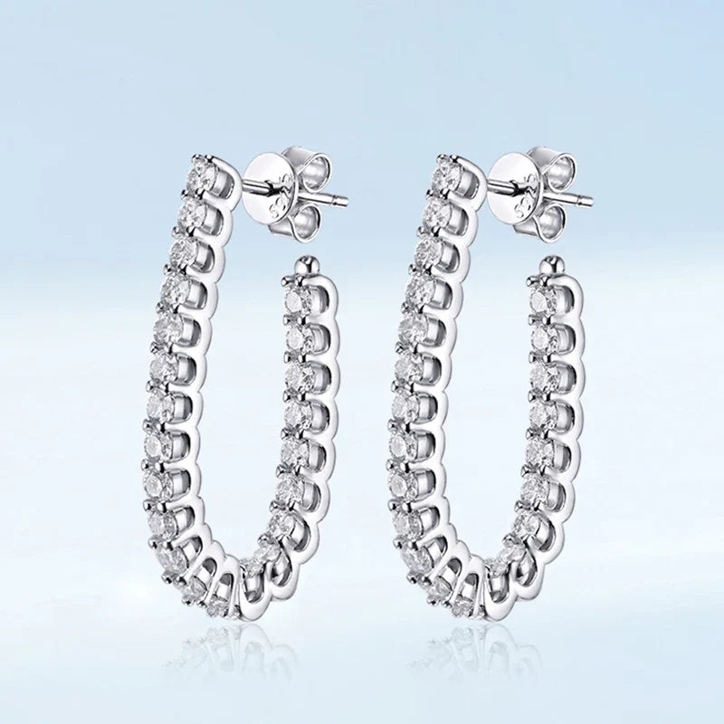 Trendy Real D Color Full 2.2mm 0.04CT Moissanite Hoop Earrings For Women S925 Silver Plated 18K Gold Diamond Earring