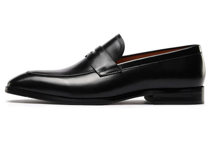 Mens Penny Loafers Elegant Wedding Party Full Grain Leather Casual Dress Shoes Brown Black Business Formal Shoes Moccasins
