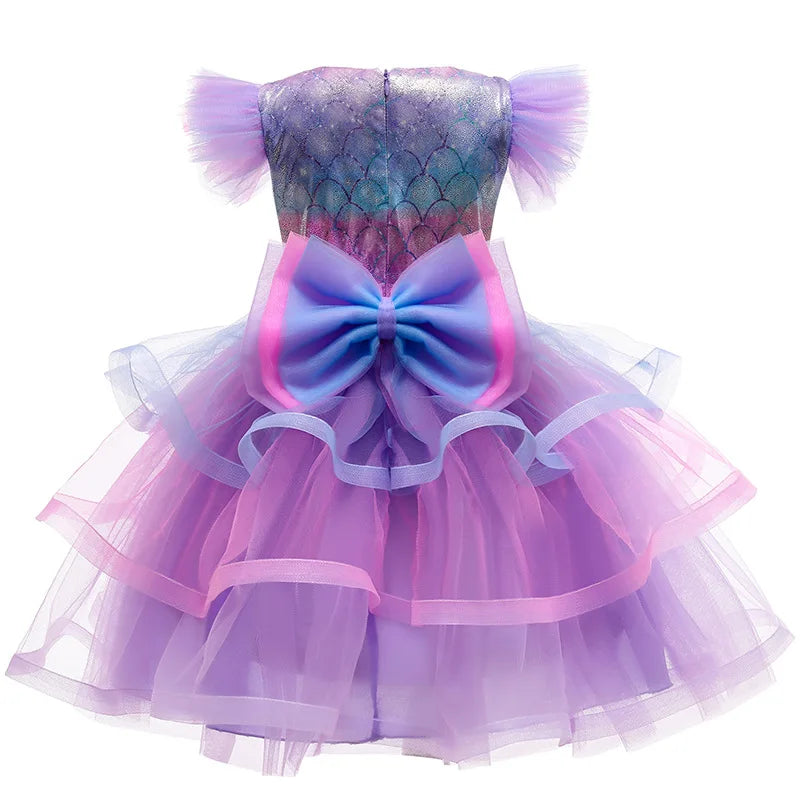 Vestidos de Cosplay de Meninas da Princesa Sereia, Vestido Tutu Brilhante em Camadas, Vestidos de Festa de Carnaval para Meninas, Presentes de Vestido de Aniversário