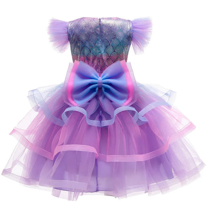 Vestidos de Cosplay de Meninas da Princesa Sereia, Vestido Tutu Brilhante em Camadas, Vestidos de Festa de Carnaval para Meninas, Presentes de Vestido de Aniversário