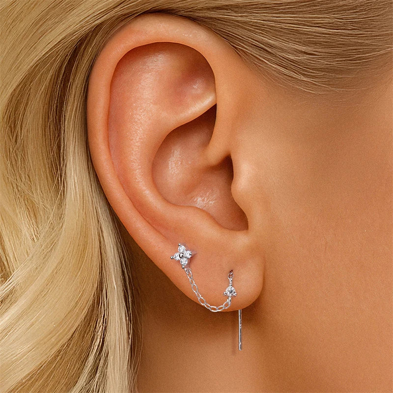 New D Vvs1 All Moissanite Tassel Drop Earrings for Women Lab Diamond Wedding Party Jewelry 100% S925 Sterling Silver