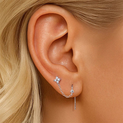 New D Vvs1 All Moissanite Tassel Drop Earrings for Women Lab Diamond Wedding Party Jewelry 100% S925 Sterling Silver