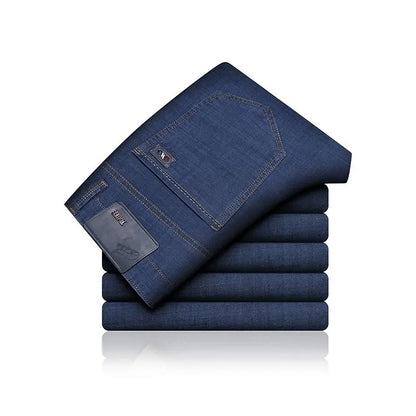 Men's Classic Straight Men's Jeans Fitted Comfortable Elastic Business Casual Denim Pants Korean Fashion  Autumn Casual Trousers