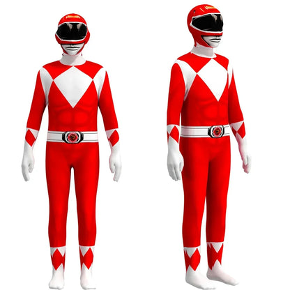 Fantasia Power Samurai Rangers Cosplay Costume Kids Adult Morpher Mighty Morphin Superhero Mask Halloween Jumpsuit Zentai Suit