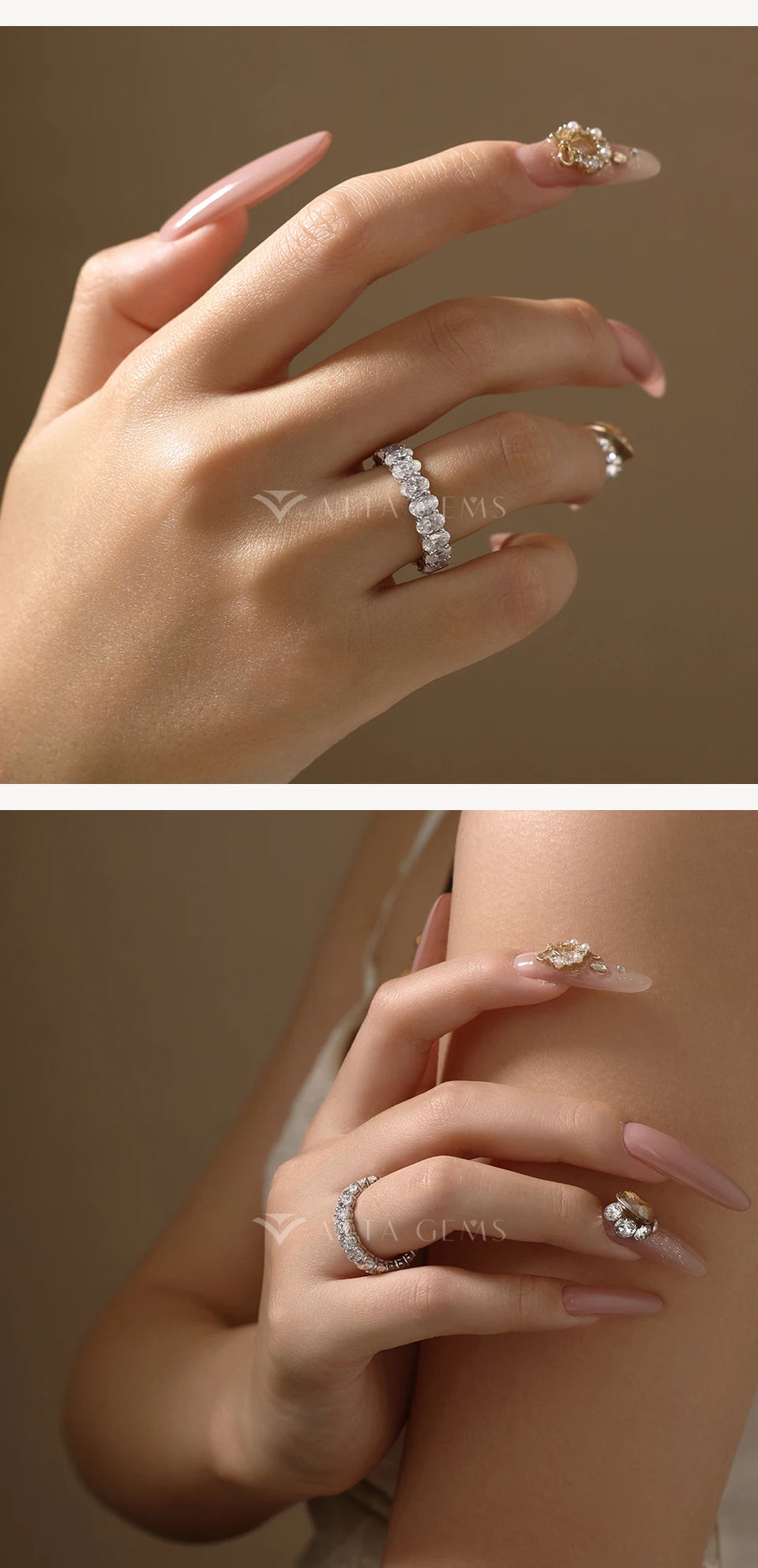 3*5mm Oval Cut Full Moissanite Eternity Rings for Women Men S925 Sterling Silver Jewelry Elegant Stackable Wedding Ring