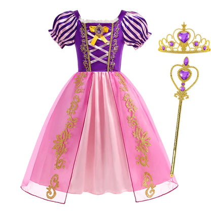 Girls Costume Sleeping Beauty Aurora Princess Party Rapunzel Halloween Snow White Cosplay Costume Kid Cinderella Dress up