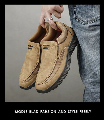 Sapatos Masculinos Casuais de Couro, Mocassins Respiráveis, Tênis Masculinos 2024, Novos Tênis Masculinos de Couro Confortáveis, Calçados Masculinos