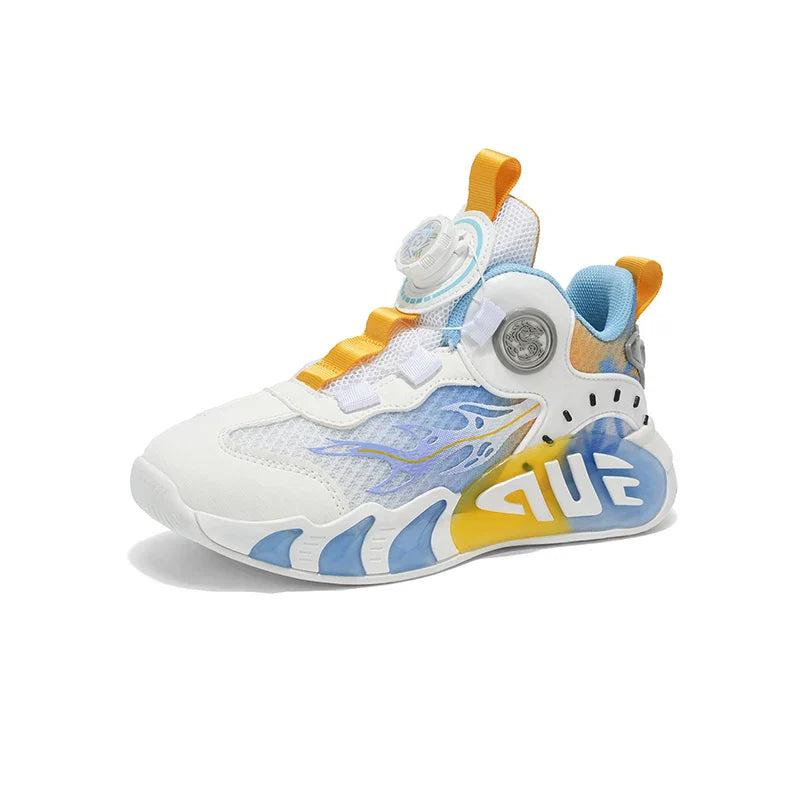 Rotary Buckle Children's Sports Shoes Fashion Orange Sports Shoes For Boys Girls Non-slip Platform Casual Sneakers Kids Trainers