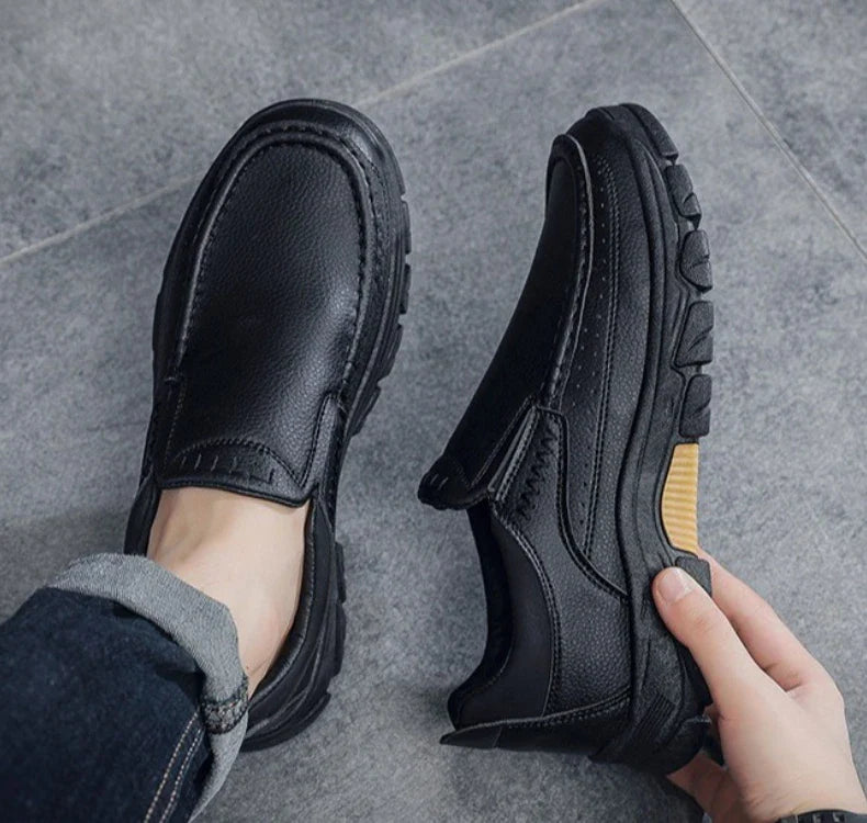 New Spring  Autumn Men's Casual Shoes British Middle aged Dad Shoes Fashion Business Leather Shoes