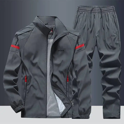 2025 Casual Windproof Running Sets Sportswear Men's Jogging Sport Jacket+Pants Sweatsuit Plus Size Breathable Workout Clothes