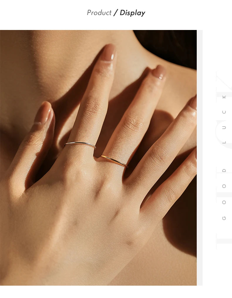 925 Sterling Silver Minimalist Thin Stackable Fashion Rings Classic Gold Color Fine Jewelry For Women Girl Party Gifts