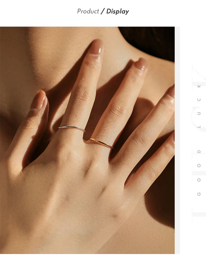 925 Sterling Silver Minimalist Thin Stackable Fashion Rings Classic Gold Color Fine Jewelry For Women Girl Party Gifts