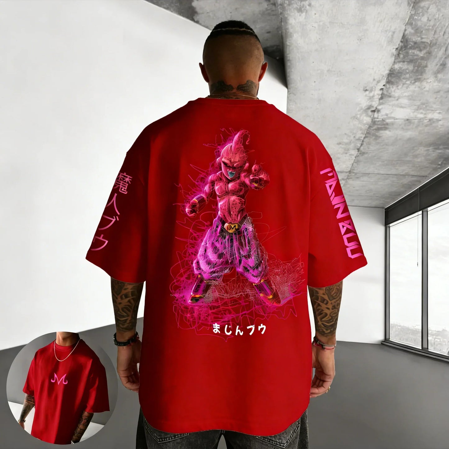 T-shirt Summer New Majin Buu Print Men and Women Harajuku Loose Casual Parent-child Short Sleeved Shirt