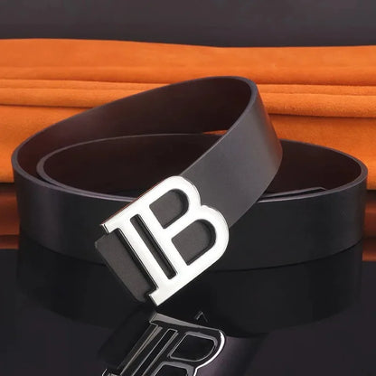 Men's Leather Alloy Buckle Belt 3.7cm Business and Leisure Dual-use High-end Designer Durable Belt