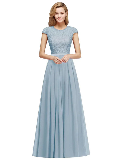 Navy Blue Evening Dresses Elegant A Line Chiffon Lace Women Formal Wedding Guest Prom Party Gowns Robe De Soirée