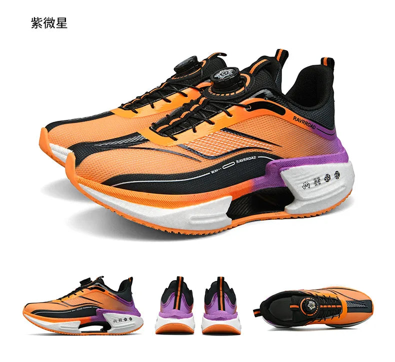 Family carbon plate running shoes for Boys Big Boys Student rotating button Technology TPU+ Popcorn high pop sneakers for girls