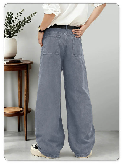 American Men's Retro Brown Ultra Baggy Wide Leg Jeans Street Casual Embroidery Oversized Men's Clothes Unisex Denim Pants