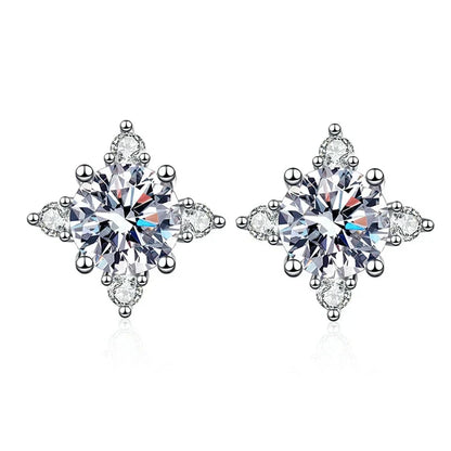 1ct 6.5mm D Color Moissanite Earrings 925 Sterling Silver  with White Gold Plated Stud Earring Wedding Jewelry for Women