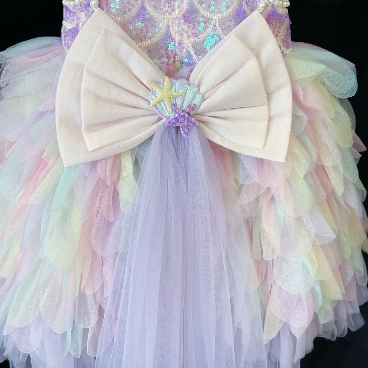 Vestido de Princesa Sereia Vestido de Verão para Meninas Vestido de Aniversário com Alças de Luxo para Meninas Lolita Pongsa